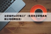 台宏插件led灯珠工厂（东莞市台宏模具有限公司招聘信息）