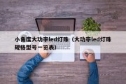 小角度大功率led灯珠（大功率led灯珠规格型号一览表）